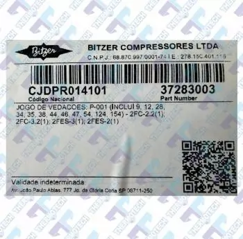 JOGO DE JUNTAS COMPRESSOR BITZER 2FC / 2FES